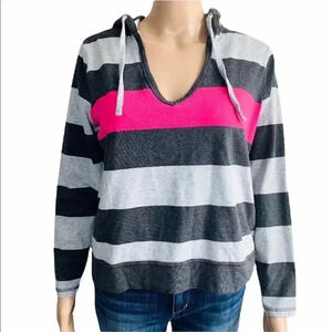 🤑 Style & Co Sport Long Sleeve Hooded Striped Top
